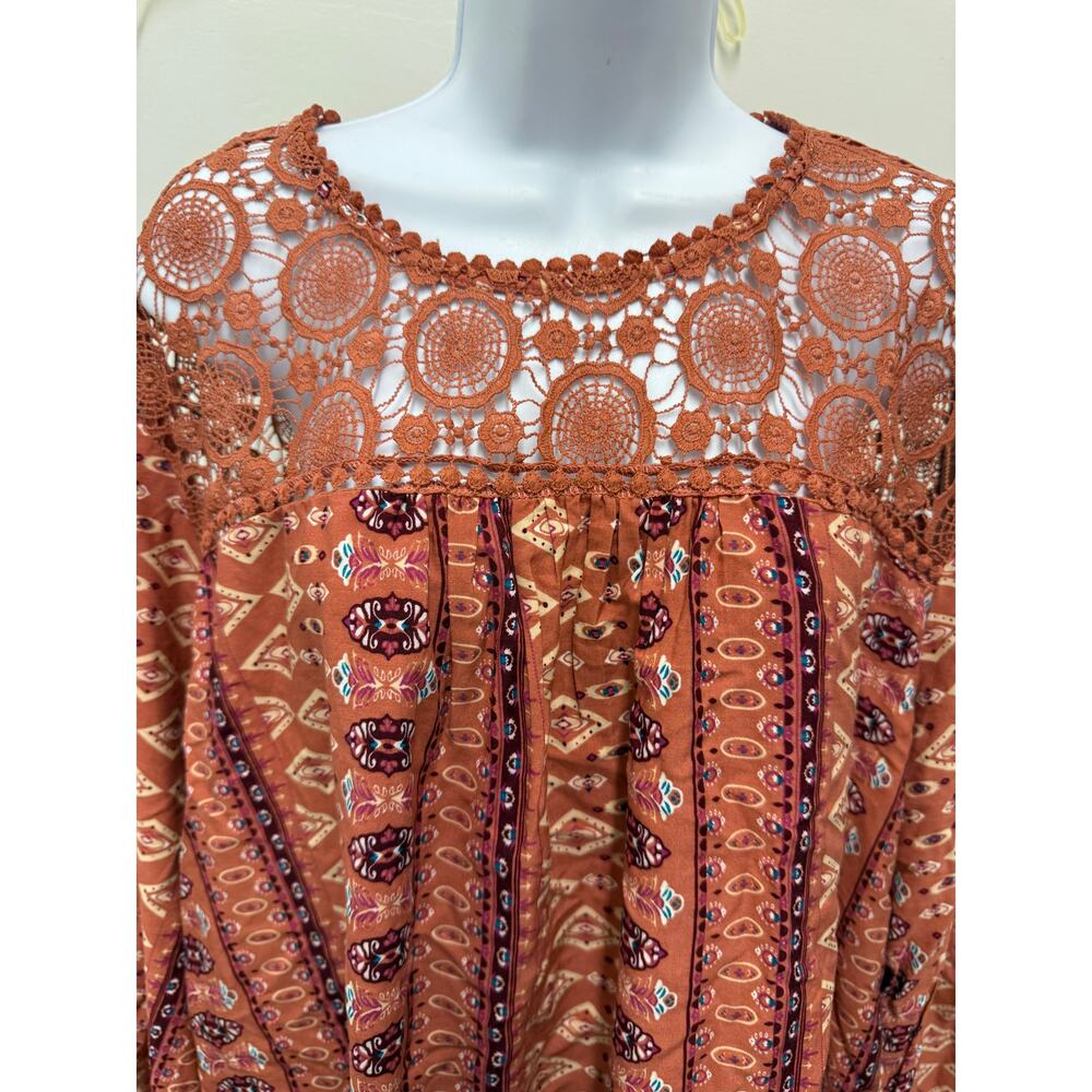 Weekend Suzanne Betro 4X Womens Tunic Orange Embroidered Lace Long Sleeve knit - Picture 5 of 5